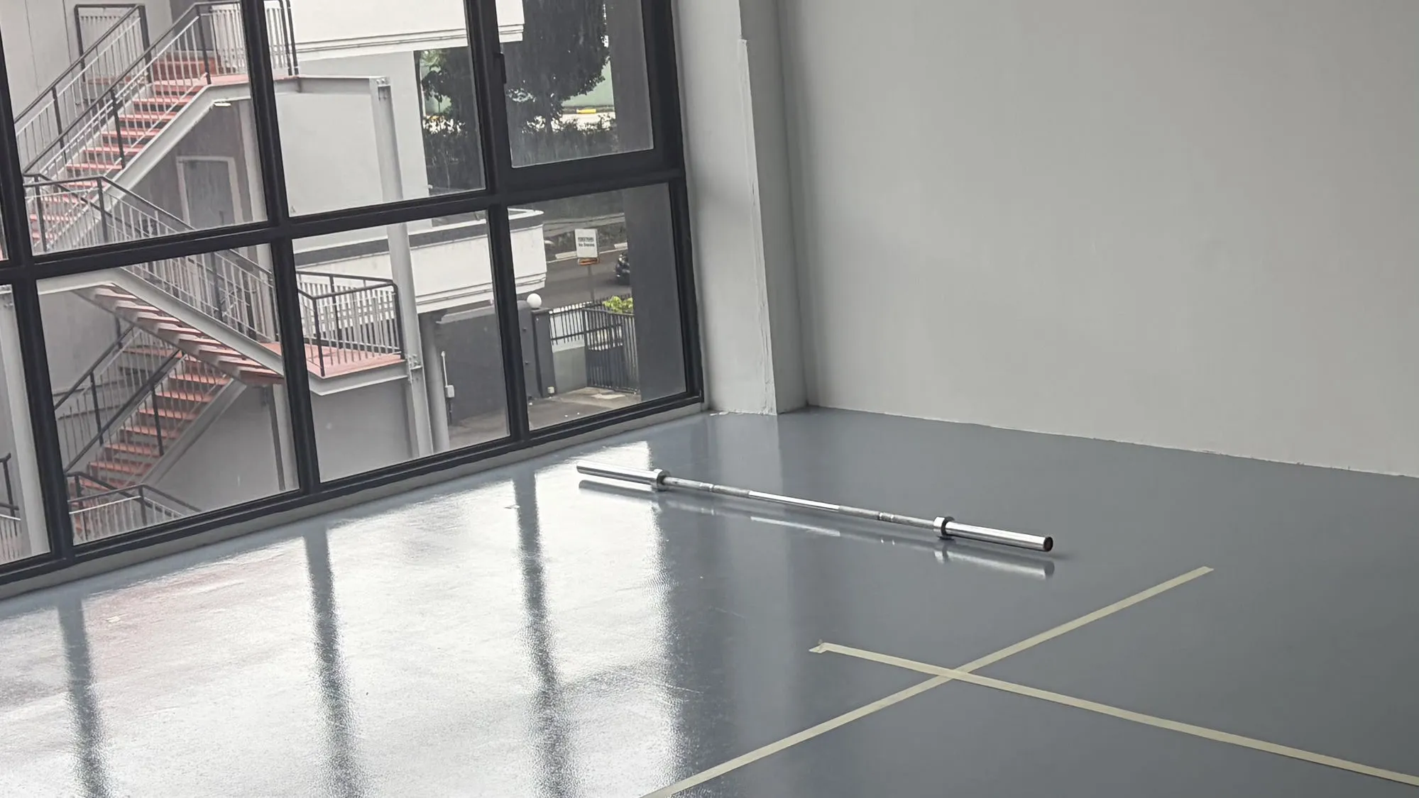 Heave’s gym floor by Cantonment MRT, before the doors open.